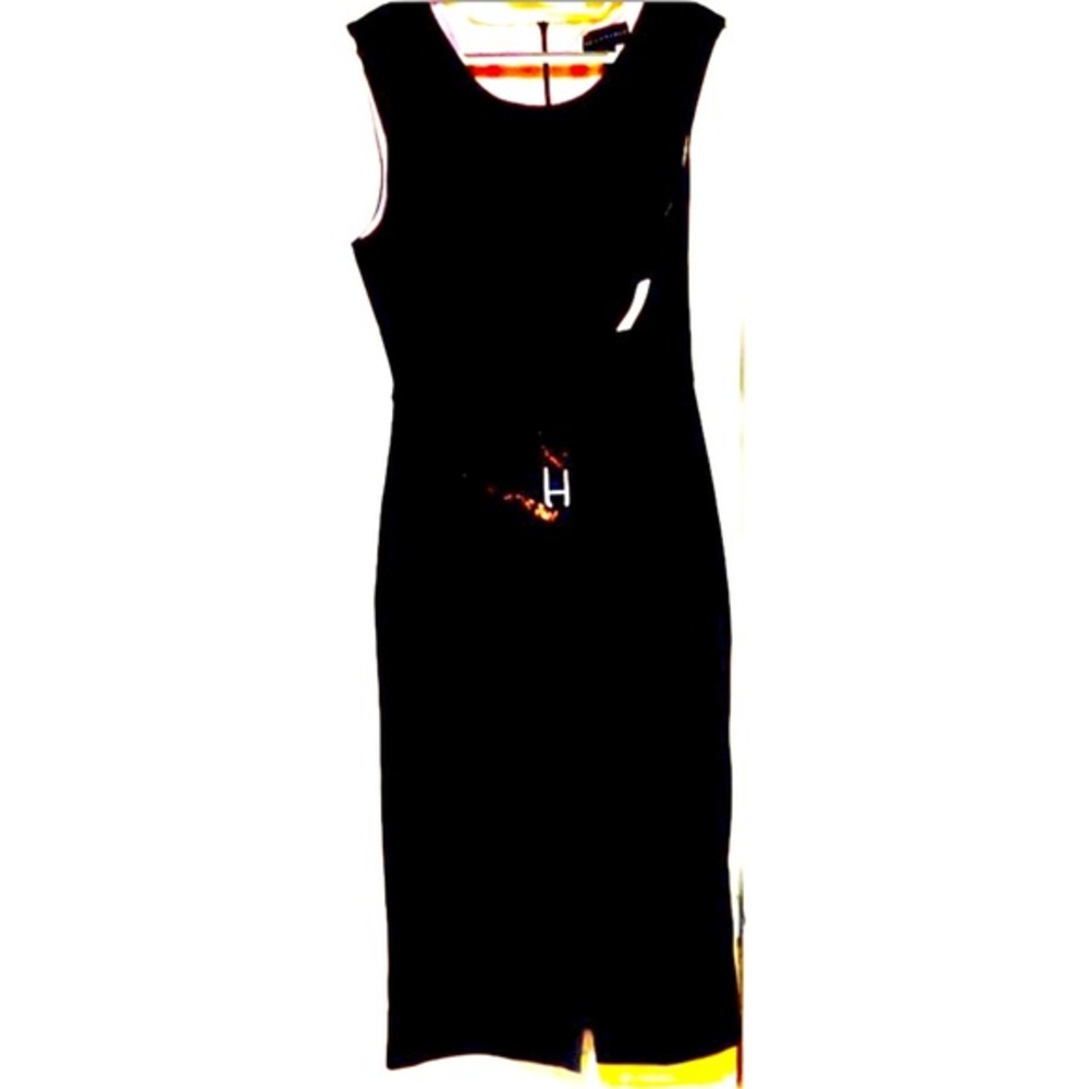 Connected New short sleeve fully lined midi black dress Sz 12